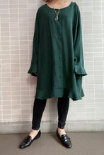画像をギャラリービューアに読み込む, Darkgreen silk blouse
