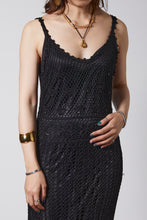 画像をギャラリービューアに読み込む, Black mesh camisole dress

