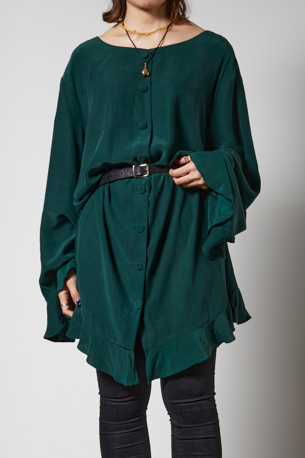 Darkgreen silk blouse