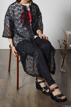画像をギャラリービューアに読み込む, Black lace long cardigan
