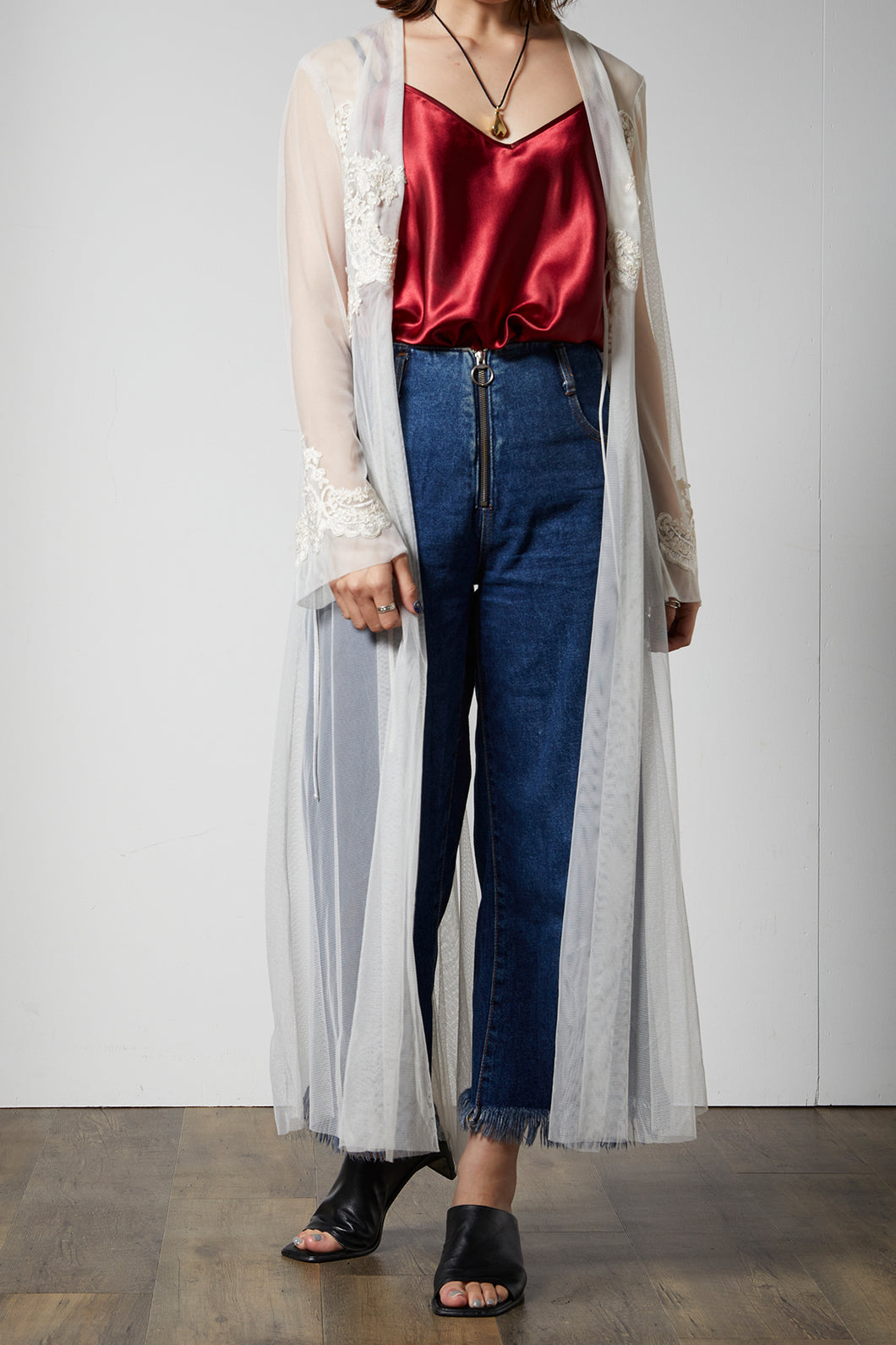 Lace long white cardigan